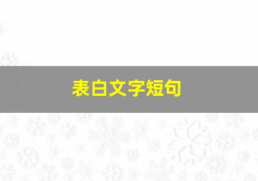 表白文字短句