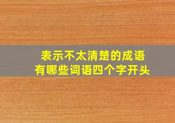 表示不太清楚的成语有哪些词语四个字开头