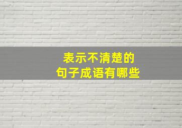 表示不清楚的句子成语有哪些