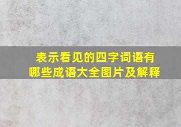 表示看见的四字词语有哪些成语大全图片及解释