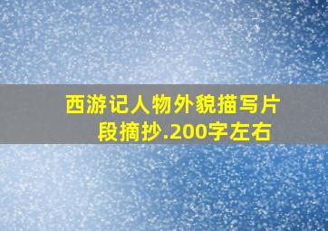 西游记人物外貌描写片段摘抄.200字左右