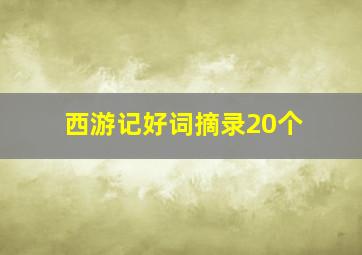 西游记好词摘录20个