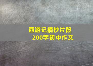 西游记摘抄片段200字初中作文