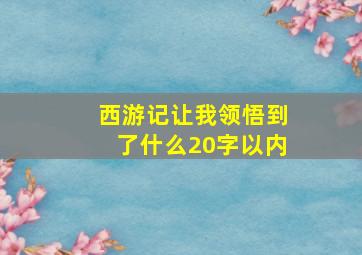 西游记让我领悟到了什么20字以内