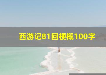 西游记81回梗概100字