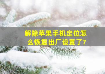 解除苹果手机定位怎么恢复出厂设置了?