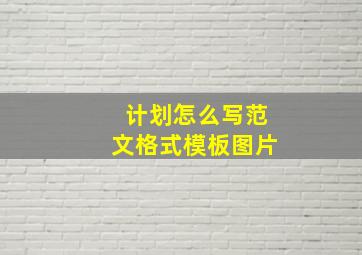 计划怎么写范文格式模板图片