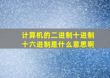 计算机的二进制十进制十六进制是什么意思啊