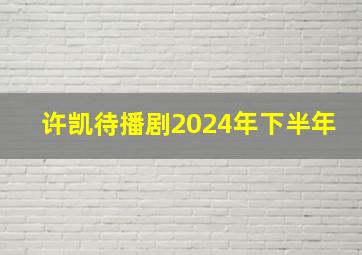 许凯待播剧2024年下半年