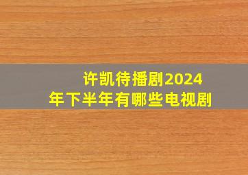 许凯待播剧2024年下半年有哪些电视剧