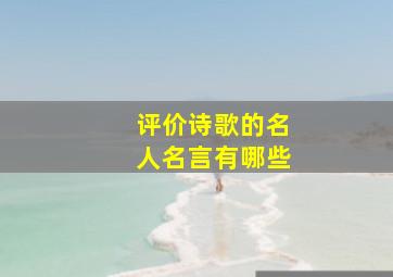 评价诗歌的名人名言有哪些