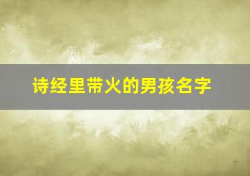 诗经里带火的男孩名字