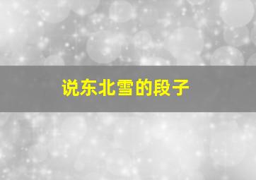 说东北雪的段子