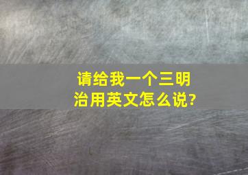 请给我一个三明治用英文怎么说?