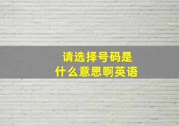 请选择号码是什么意思啊英语