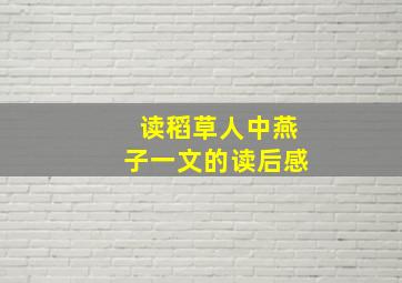 读稻草人中燕子一文的读后感