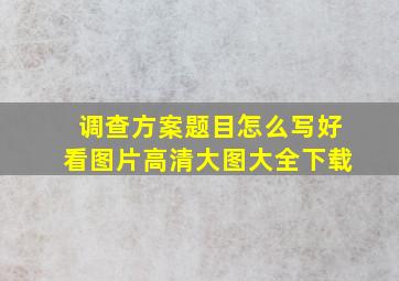 调查方案题目怎么写好看图片高清大图大全下载