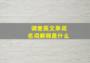 调查英文单词名词解释是什么