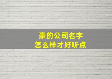 豪的公司名字怎么样才好听点