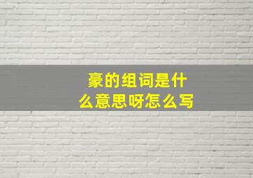 豪的组词是什么意思呀怎么写