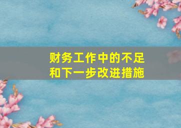 财务工作中的不足和下一步改进措施