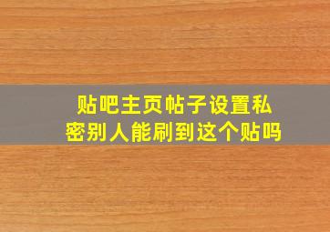 贴吧主页帖子设置私密别人能刷到这个贴吗