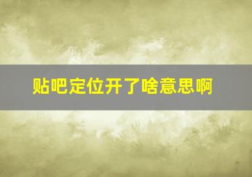 贴吧定位开了啥意思啊