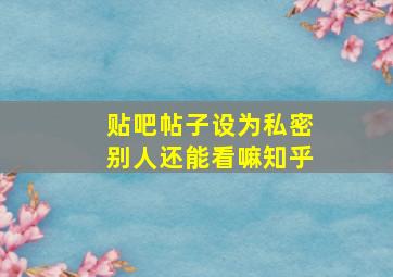 贴吧帖子设为私密别人还能看嘛知乎