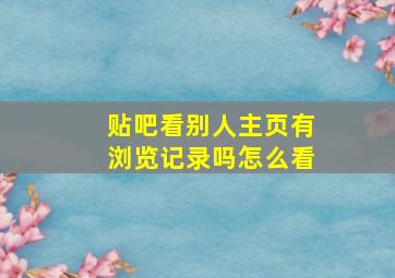 贴吧看别人主页有浏览记录吗怎么看