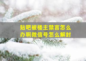 贴吧被楼主禁言怎么办啊微信号怎么解封