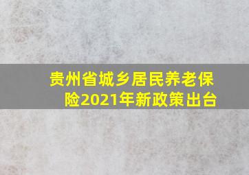 贵州省城乡居民养老保险2021年新政策出台