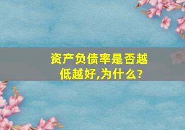 资产负债率是否越低越好,为什么?