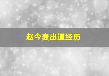 赵今麦出道经历