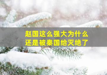 赵国这么强大为什么还是被秦国给灭绝了