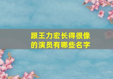 跟王力宏长得很像的演员有哪些名字