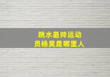 跳水最帅运动员杨昊是哪里人