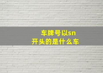 车牌号以sn开头的是什么车