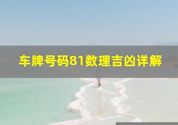 车牌号码81数理吉凶详解