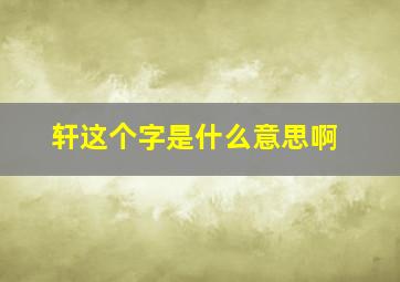 轩这个字是什么意思啊