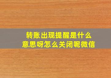 转账出现提醒是什么意思呀怎么关闭呢微信