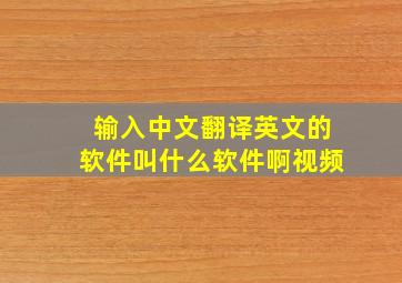 输入中文翻译英文的软件叫什么软件啊视频