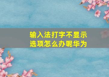 输入法打字不显示选项怎么办呢华为