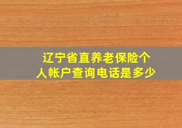 辽宁省直养老保险个人帐户查询电话是多少