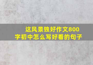 这风景独好作文800字初中怎么写好看的句子