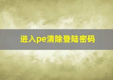 进入pe清除登陆密码