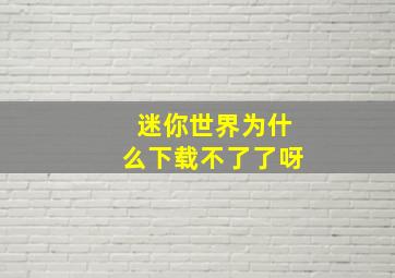 迷你世界为什么下载不了了呀