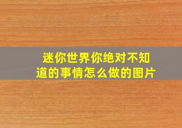 迷你世界你绝对不知道的事情怎么做的图片