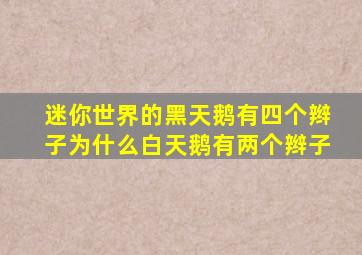 迷你世界的黑天鹅有四个辫子为什么白天鹅有两个辫子