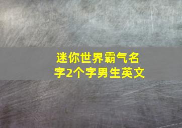 迷你世界霸气名字2个字男生英文