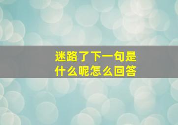 迷路了下一句是什么呢怎么回答